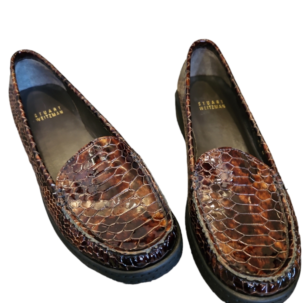 Stuart Weitzman Snakeskin Animal Print Loafers Size 5.5